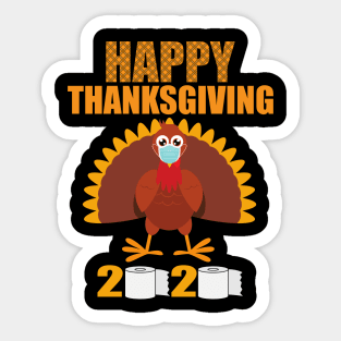 Funny Happy Thanksgiving Turkey Face Mask Quarantine 2020 Sticker